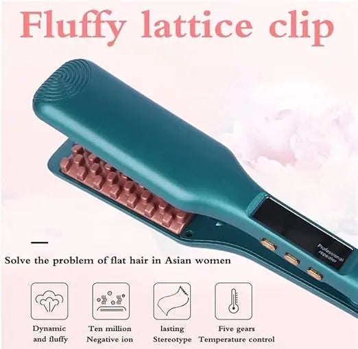 Hair Straightener & Curler – Ceramic Crimper, Corrugated Curler, Flat Iron for 3D Fluffy Hair Styling - Flyzeo Store