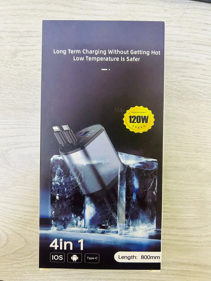 120W 4-in-1 Retractable Car Charger – Ultra Fast Charging for Multiple Devices - Flyzeo Store